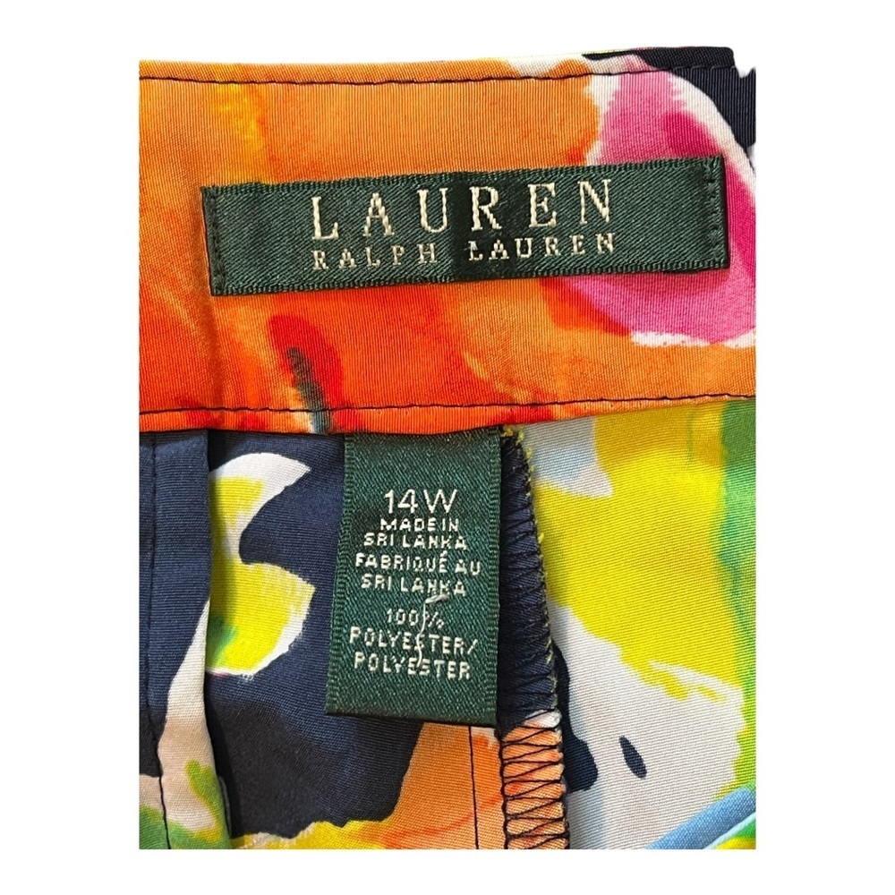 RALPH LAUREN COLORFUL FLORAL WIDE LEG PANTS BRIGHT WOMEN'S SIZE 14W - Picture 7 of 8